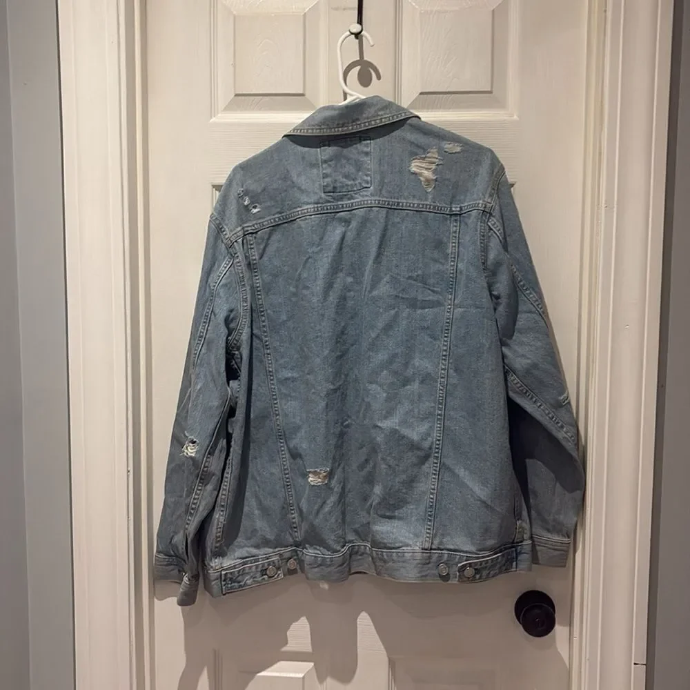 Tommy Hilfiger denim distressed collared jacket SZ Xlarge